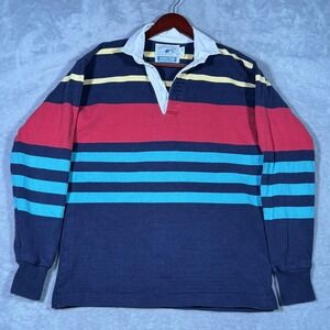 Vintage Lands' End Rugby Shirt Mens M Multicolor Long Sleeve USA 90s